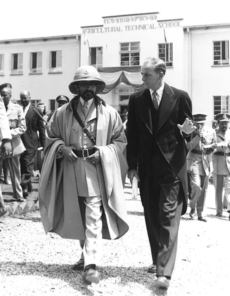 Emperor Haile Selassie and OSU official at Haramaya.