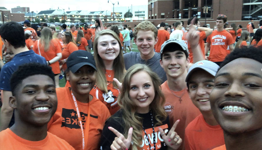 students at OSU football game