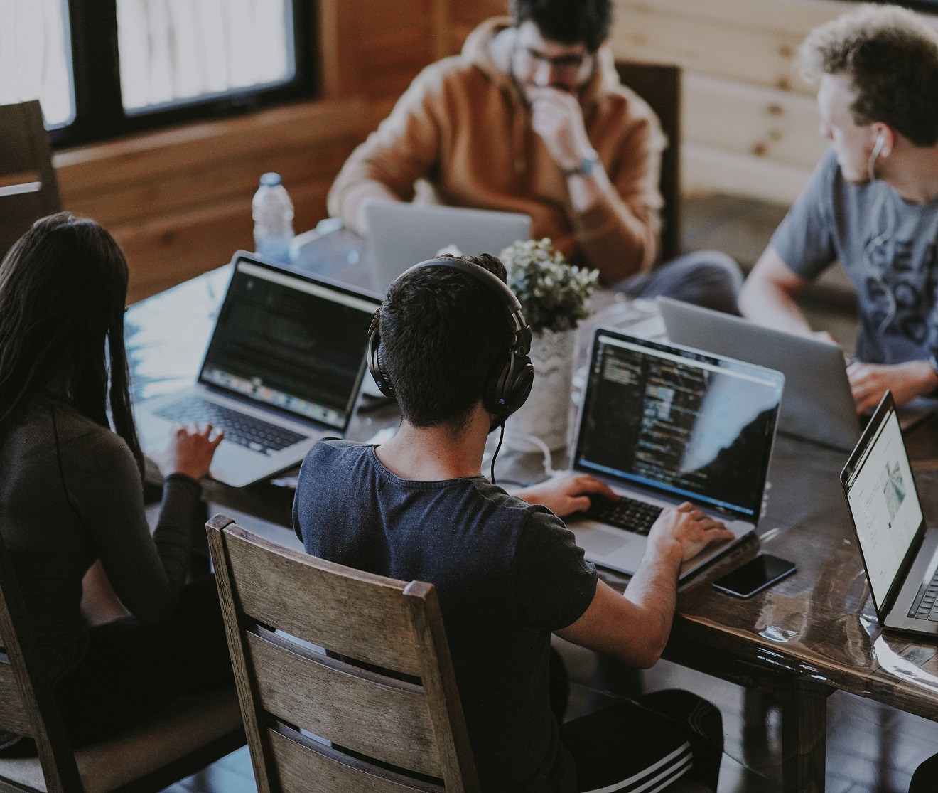 group working with computers